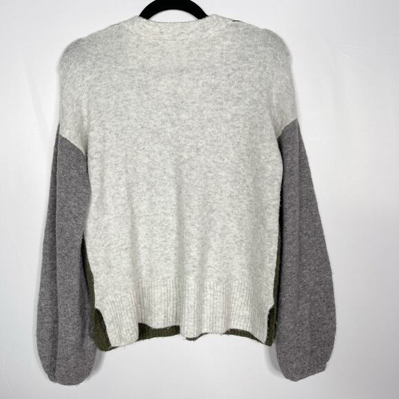 Madewell XSmall Green Gray Colorblock Payton Pullover Sweater in Coziest Yarn - Picture 2 of 10